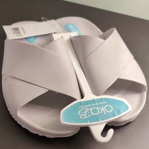 OKA b. Light Gray Slide Sandals